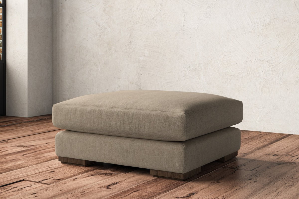 Guddu Large Footstool - Brera Linen Pebble