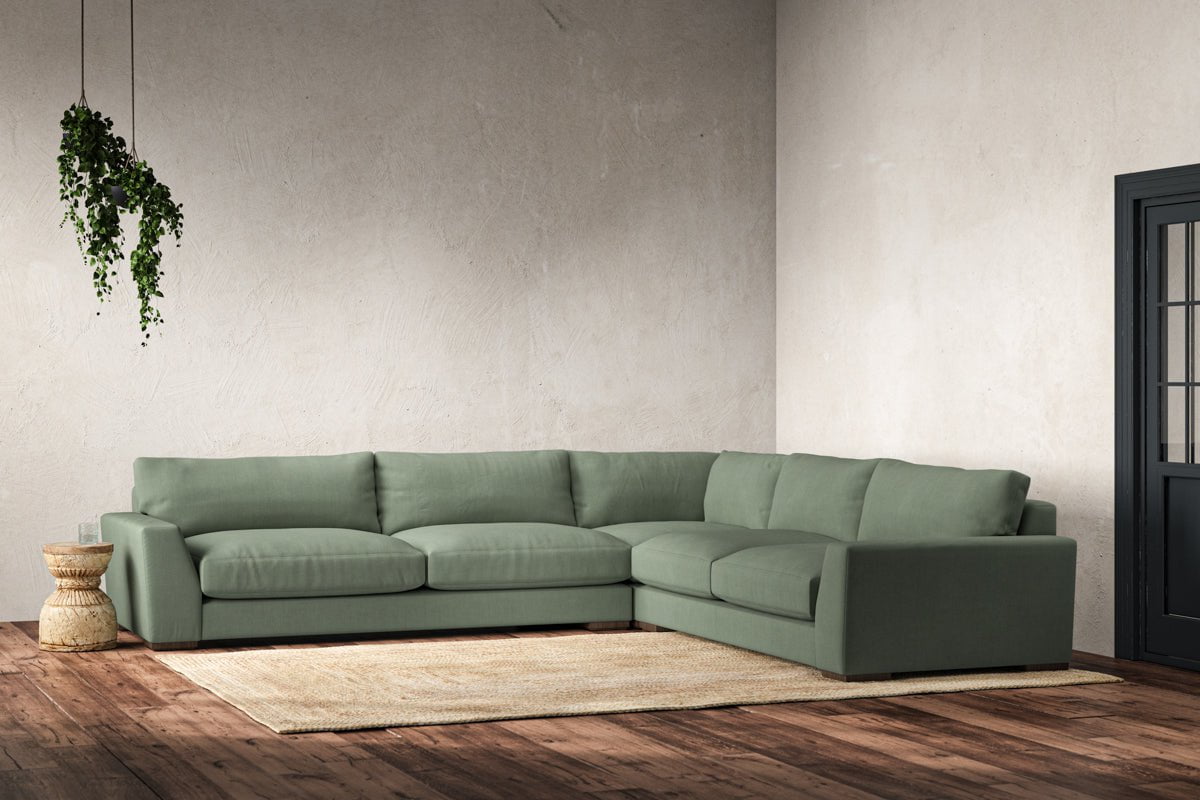 Guddu Grand Right Hand Corner Sofa - Brera Linen Jade