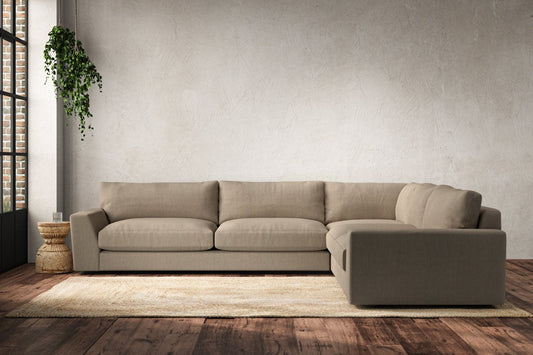 Guddu Grand Right Hand Corner Sofa - Brera Linen Pebble