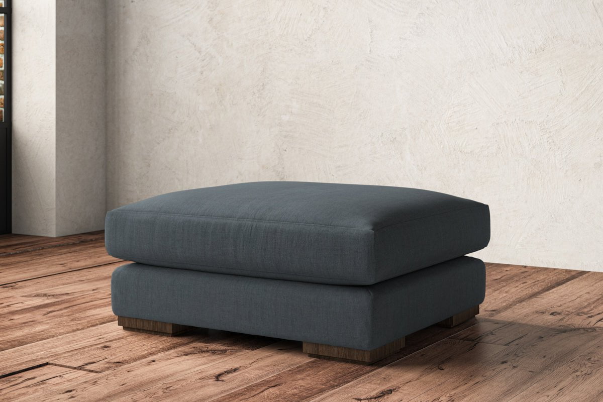 Guddu Large Footstool - Brera Linen Dusk