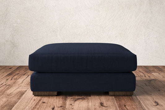 Guddu Large Footstool - Brera Linen Indigo