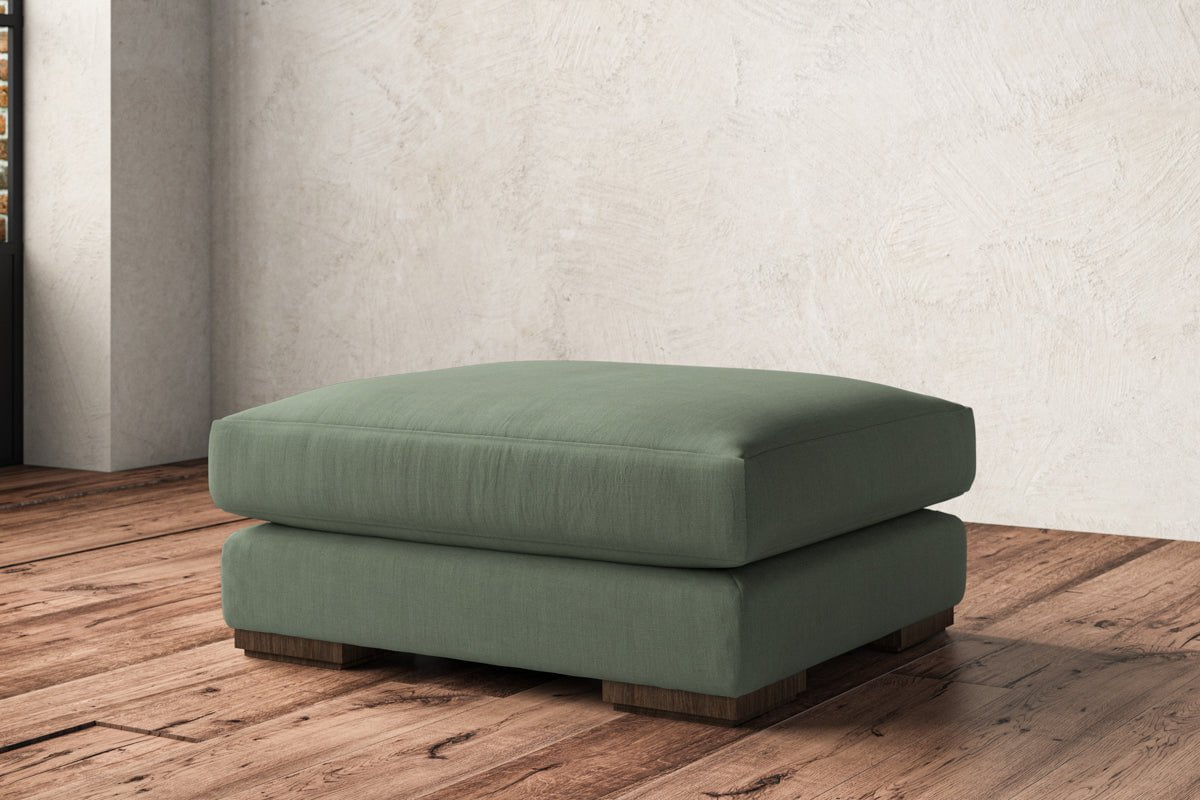 Guddu Large Footstool - Brera Linen Jade