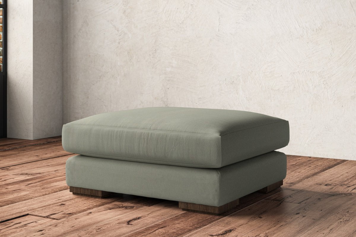 Guddu Large Footstool - Recycled Cotton Seaspray