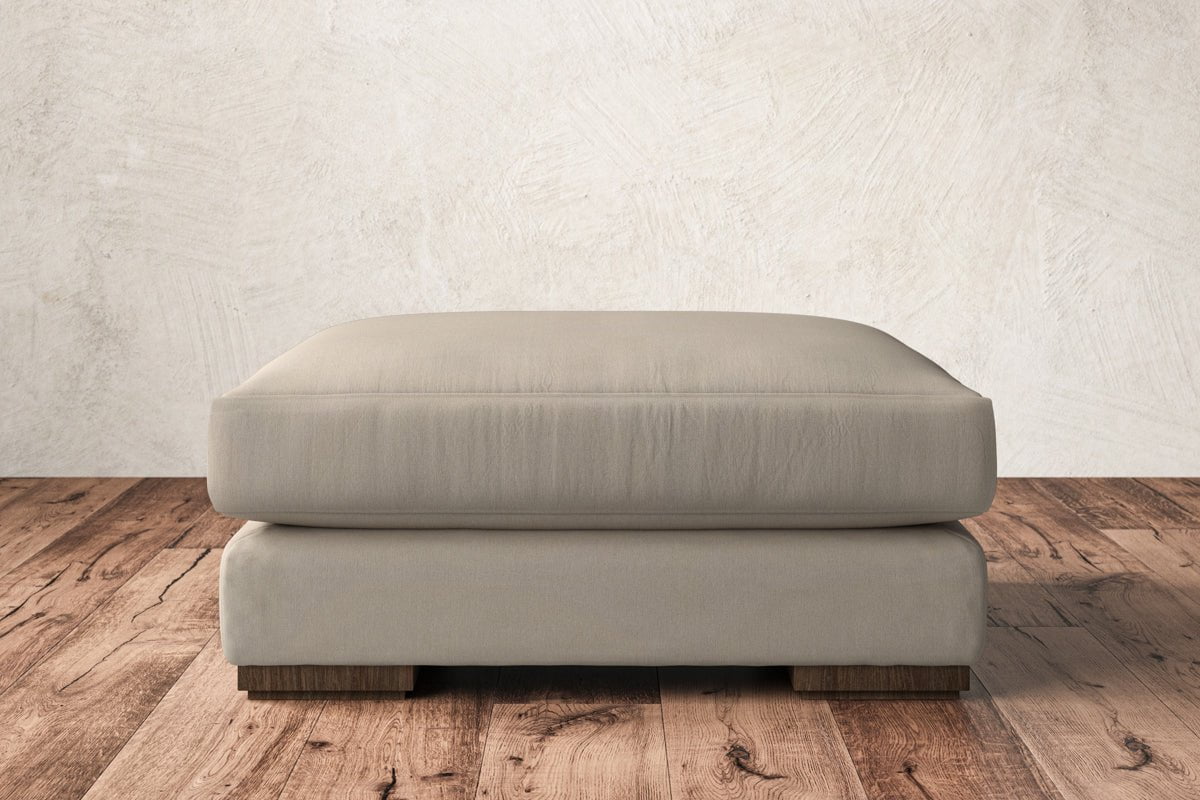 Guddu Large Footstool - Recycled Cotton Stone
